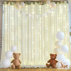 10ft x 10ft Beige Chiffon Backdrop Curtain with Lights String for Parties,2 Panels Sheer Chiffon Curtain Wedding, alternate