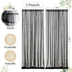 10ft x 10ft Black Backdrop Curtain with Lights String for Parties, Sheer Tulle Wedding Photo Backdrops Drapes, alternate view