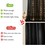 10ft x 10ft Black Chiffon Backdrop Curtain with Lights String for Parites Wedding Wrinkle Free Curtain Photo, alternate view