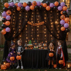 10ft x 10ft Black Chiffon Backdrop Curtain with Lights String for Parites Wedding Wrinkle Free Curtain Photo, alternate view