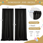 10ft x 10ft Black Chiffon Backdrop Curtain with Lights String for Parites Wedding Wrinkle Free Curtain Photo, alternate view