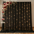 10ft x 10ft Black Chiffon Backdrop Curtain with Lights String for Parties,2 Panels Sheer Tulle Curtain Wedding