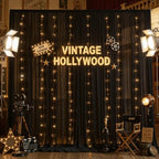 10ft x 10ft Black Chiffon Backdrop Curtain with Lights String for Parties,2 Panels Sheer Tulle Curtain Wedding, alternate