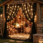 10ft x 10ft Black Chiffon Backdrop Curtain with Lights String for Parties,2 Panels Sheer Tulle Curtain Wedding, alternate
