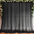 10ft X 10ft Black Sheer Backdrop Curtain for Parties, Tulle Sheer Fabric Backdrop Curtain Drapes for Baby Shower