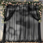 10ft X 10ft Black Sheer Backdrop Curtain for Parties, Tulle Sheer Fabric Backdrop Curtain Drapes for Baby Shower, alternate
