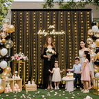 10ft x 10ft Black Tulle Photo Backdrop Curtain with Lights String for Parties Sheer Black Curtain Backdrop for, alternate