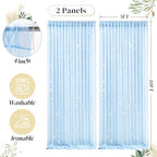 10ft x 10ft Blue Backdrop Curtain with Lights String for Parties, Sheer Tulle Wedding Photo Backdrops Drapes for, alternate