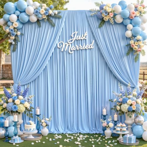10ft x 10ft Blue Backdrop Curtains, Baby Blue Drapes for Backdrop Draping Fabric Wedding Birthday Party Baby, alternate view