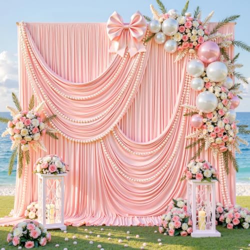 10ft x 10ft Blush Pink Backdrop Curtains, Blush Pink Drapes for Backdrop Wedding Birthday Party Baby Bridal