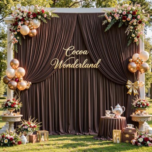 10ft x 10ft Brown Backdrop Curtains, Brown Drapes for Backdrop Fabric in 10 ft X 10 ft(2 Panels 5ft X 10ft) in, alternate