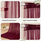 10ft x 10ft Burgundy Backdrop Curtain with Lights String for Parties, Sheer Tulle Wedding Photo Backdrops Drapes, alternate