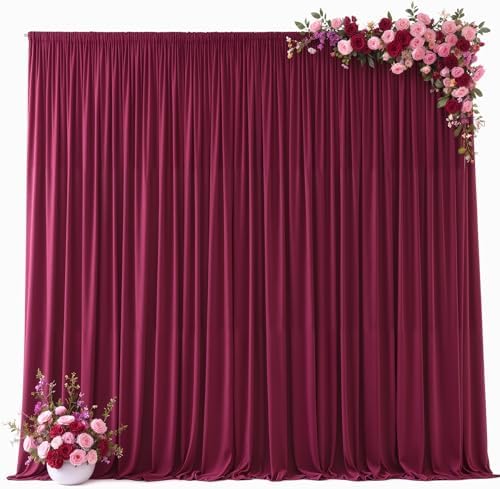 10ft x 10ft Burgundy Backdrop Curtains, Burgundy Drapes for Backdrop Draping Fabric Christmas Wedding Birthday, alternate