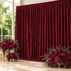 10ft x 10ft Burgundy Backdrop Curtains for Parties, 2 Panels 5ft x 10ft Wrinkle-Free Polyester Photo Backdrop