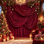 10ft x 10ft Burgundy Backdrop Curtains for Parties, 2 Panels 5ft x 10ft Wrinkle-Free Polyester Photo Backdrop, alternate view
