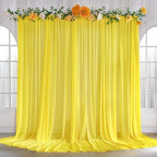 10ft x 10ft Canary Yellow Backdrop Curtain Drapes, Wrinkle-Free Sheer Chiffon Fabric Photo Backgroud Panels for