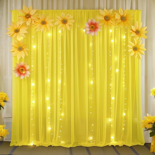 10ft x 10ft Canary Yellow Backdrop Curtain Drapes, Wrinkle-Free Sheer Chiffon Fabric Photo Backgroud Panels for, alternate