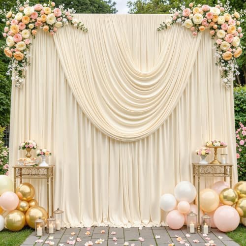 10ft x 10ft Champagne Backdrop Curtains, Champagne Drapes for Backdrop Draping Fabric Wedding Birthday Party, alternate view