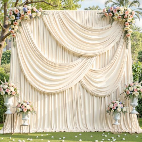 10ft x 10ft Champagne Backdrop Curtains, Champagne Drapes for Backdrop Draping Fabric Wedding Birthday Party, alternate view