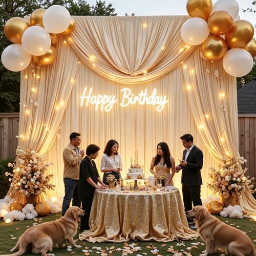 10ft x 10ft Champagne Backdrop Curtains for Parties, 2 Panels 5ft x 10ft Wrinkle-Free Polyester Photo Backdrop, alternate