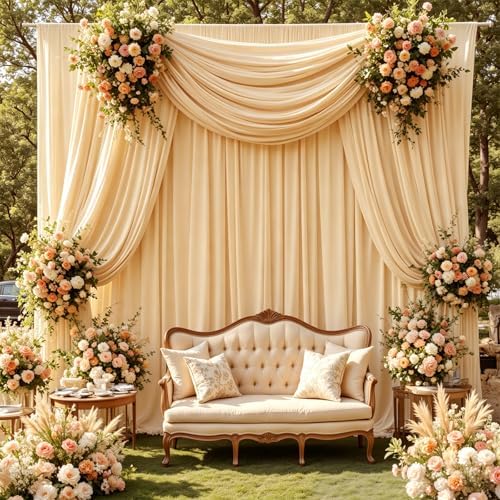 10ft x 10ft Champagne Backdrop Curtains for Parties, 2 Panels 5ft x 10ft Wrinkle-Free Polyester Photo Backdrop, alternate