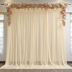 10ft x 10ft Champagne Backdrop Curtains, Wrinkle-Free Sheer Chiffon Fabric Photo Backdrop Drapes for Wedding