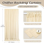 10ft x 10ft Champagne Backdrop Curtains, Wrinkle-Free Sheer Chiffon Fabric Photo Backdrop Drapes for Wedding, alternate view
