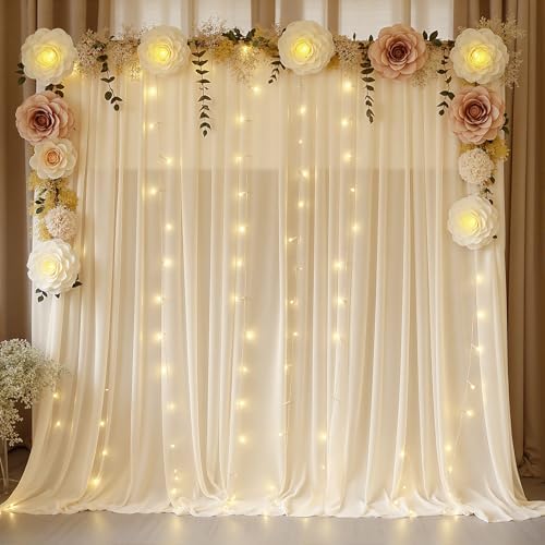 10ft x 10ft Champagne Backdrop Curtains, Wrinkle-Free Sheer Chiffon Fabric Photo Backdrop Drapes for Wedding, alternate view