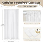 10ft x 10ft Cream White Backdrop Curtains, Wrinkle-Free Sheer Chiffon Fabric Photo Backdrop Drapes for Wedding, alternate