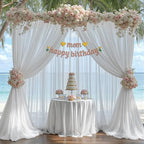 10ft x 10ft Cream White Backdrop Curtains, Wrinkle-Free Sheer Chiffon Fabric Photo Backdrop Drapes for Wedding, alternate