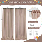 10ft x 10ft Dusty Khaki Chiffon Backdrop Curtain with Lights String for Parites Wedding Wrinkle Free Curtain, alternate view