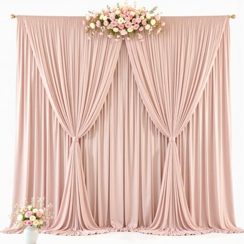 10ft x 10ft Dusty Pink Backdrop Curtains, Dusty Pink Drapes for Backdrop Wedding Birthday Party Baby Bridal, alternate view 6