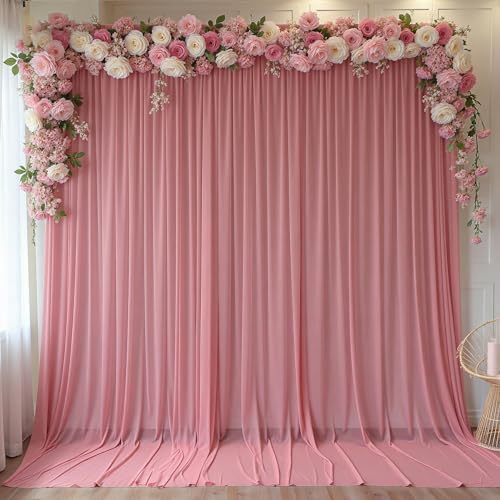 10ft x 10ft Dusty Rose Backdrop Curtains, Wrinkle-Free Sheer Chiffon Fabric Photo Backdrop Drapes for Wedding, alternate view
