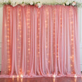 10ft x 10ft Dusty Rose Chiffon Backdrop Curtain with Lights String for Parties,2 Panels Sheer Tulle Curtain