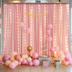 10ft x 10ft Dusty Rose Chiffon Backdrop Curtain with Lights String for Parties,2 Panels Sheer Tulle Curtain, alternate view 2