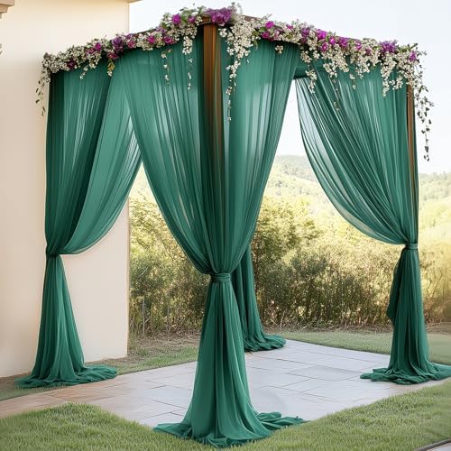 10ft x 10ft Emerald Green Backdrop Curtains, Wrinkle-Free Sheer Chiffon Fabric Photo Backdrop Drapes for Wedding, alternate
