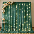 10ft x 10ft Emerald Green Chiffon Backdrop Curtain with Lights String for Parties,2 Panels Sheer Curtain Wedding