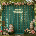10ft x 10ft Emerald Green Chiffon Backdrop Curtain with Lights String for Parties,2 Panels Sheer Curtain Wedding, alternate