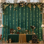 10ft x 10ft Emerald Green Chiffon Backdrop Curtain with Lights String for Parties,2 Panels Sheer Curtain Wedding, alternate