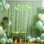 10ft x 10ft Green Backdrop Curtain with Lights String for Parties, Sheer Tulle Wedding Photo Backdrops Drapes, alternate view