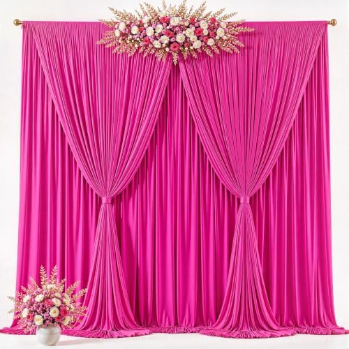 10ft x 10ft Hot Pink Backdrop Curtains, Hot Pink Drapes for Backdrop Draping Fabric Wedding Birthday Party Baby, alternate