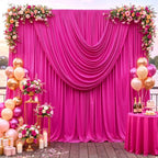 10ft x 10ft Hot Pink Backdrop Curtains, Hot Pink Drapes for Backdrop Fabric in 10 ft X 10 ft(2 Panels 5ft X