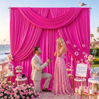 10ft x 10ft Hot Pink Backdrop Curtains, Hot Pink Drapes for Backdrop Fabric in 10 ft X 10 ft(2 Panels 5ft X, alternate view 2