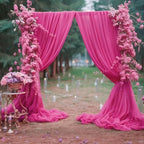 10ft x 10ft Hot Pink Backdrop Curtains, Wrinkle-Free Sheer Chiffon Fabric Photo Backdrop Drapes for Wedding Arch
