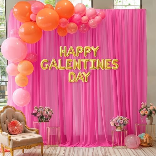 10ft x 10ft Hot Pink Backdrop Curtains, Wrinkle-Free Sheer Chiffon Fabric Photo Backdrop Drapes for Wedding Arch, alternate