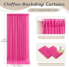 10ft x 10ft Hot Pink Backdrop Curtains, Wrinkle-Free Sheer Chiffon Fabric Photo Backdrop Drapes for Wedding Arch, alternate