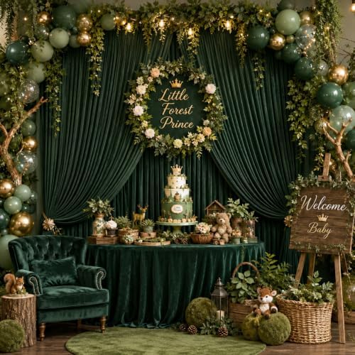 10ft x 10ft Hunter Green Backdrop Curtains for Party, 2 Panels 5ft x 10ft Wrinkle-Free Polyester Photo Backdrop, alternate