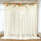 10ft x 10ft Ivory Backdrop Curtain Drapes, Wrinkle-Free Sheer Chiffon Fabric Photo Background Panels for Wedding