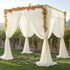 10ft x 10ft Ivory Backdrop Curtain Drapes, Wrinkle-Free Sheer Chiffon Fabric Photo Background Panels for Wedding, alternate