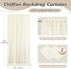 10ft x 10ft Ivory Backdrop Curtain Drapes, Wrinkle-Free Sheer Chiffon Fabric Photo Background Panels for Wedding, alternate